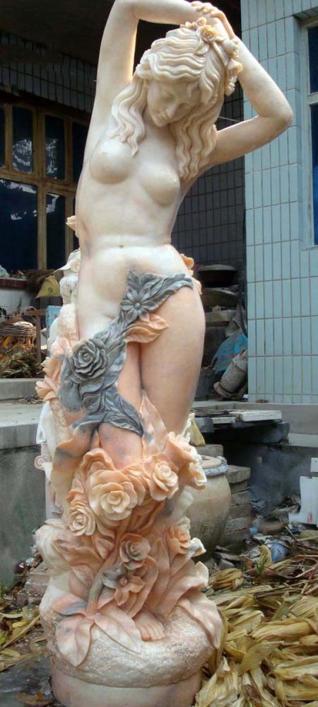 Estatua de jardín dama mármol rosa
